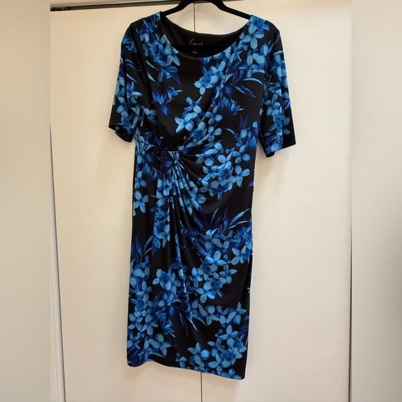 Connected apparel, Women’s Size 14P, NWOT Elegant Blue Floral Dress - Picture 1 of 3